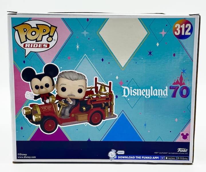 Funko Pop Rides Mickey Mouse and Walt Disney Fire Engine 312 DLR 70th Back
