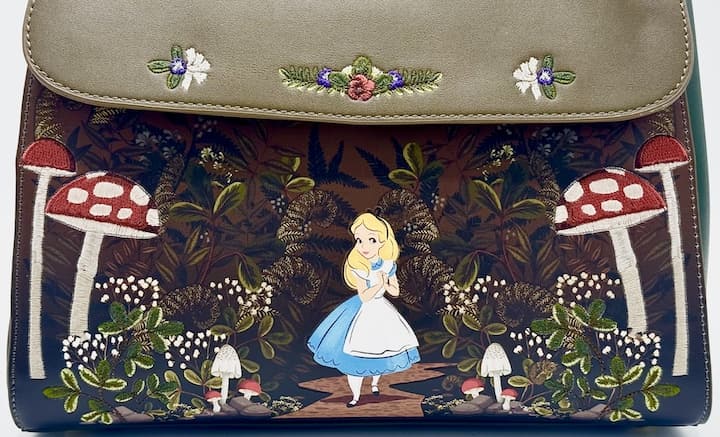 Loungefly Alice in Wonderland Mushrooms Crossbody Bag Disney Handbag Front Bottom