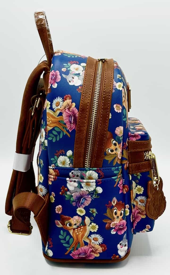 Loungefly Bambi Mini Backpack 707 Street Disney Bag Blue Floral Right Side