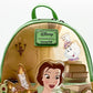 Loungefly Belle Library Mini Backpack Beauty and the Beast Book Bag Front Enamel Logo