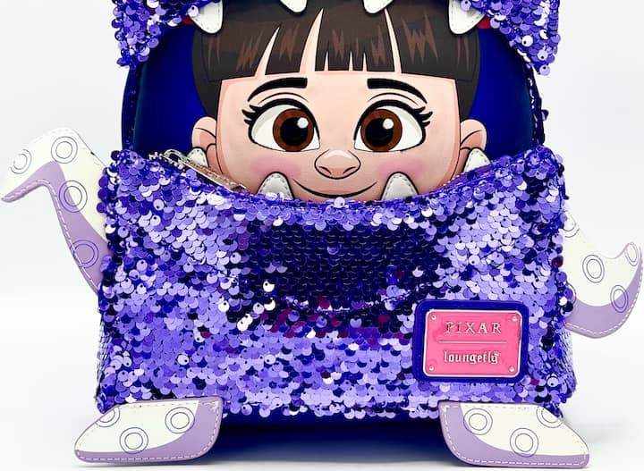 Loungefly Boo Sequin Mini Backpack Disney Pixar Monsters Inc Bag Front Pocket