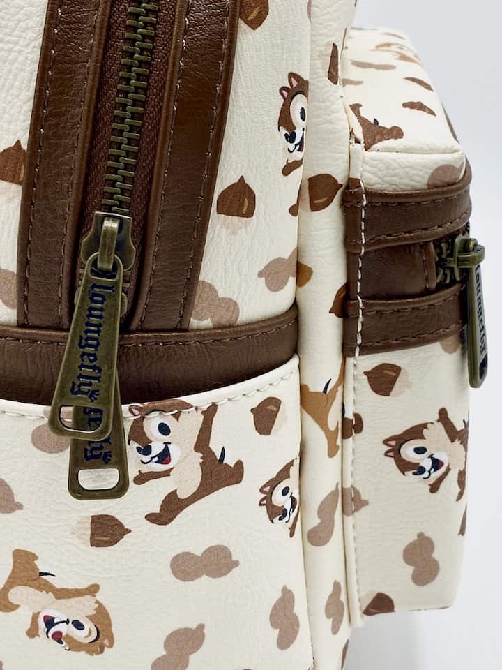 Loungefly Chip N Dale Mini Backpack Acorn AOP Disney Chipmunk Bag Zips