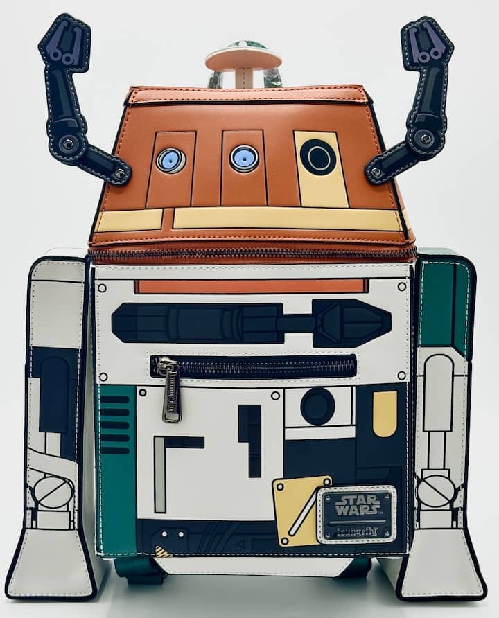 Loungefly Chopper Mini Backpack C1-10P Star Wars WonderCon Bag Front Full View Lights Off Arms Up