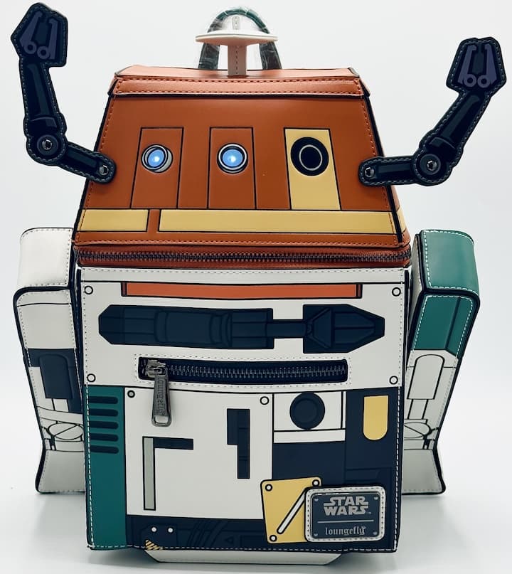 Loungefly Chopper Mini Backpack C1-10P Star Wars WonderCon Bag Front Full View Lights On Feet Backward