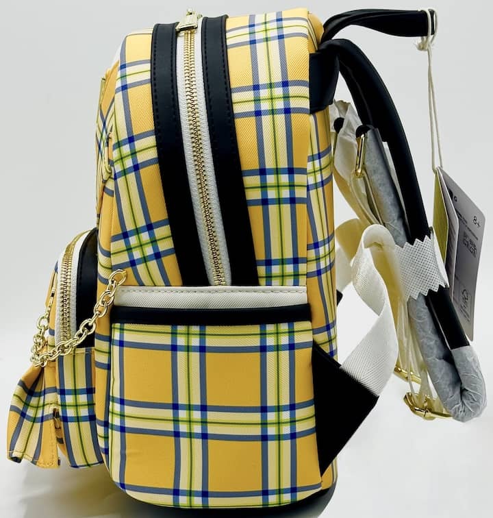 Loungefly Clueless Cher Mini Backpack Yellow Plaid Cosplay Bag Left Side