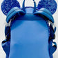 Loungefly Disney Parks Blue Hydrangea Sequin Mini Backpack Bag Back