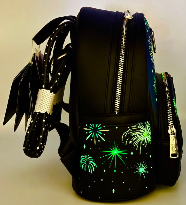 Loungefly Disney Parks Partners 100 Finale Mini Backpack Glow In The Dark Effect Right Side