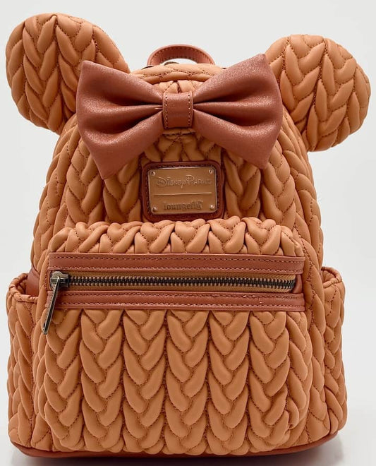 Loungefly Disney Parks Pumpkin Spice Mini Backpack Minnie Mouse Bag Front Full View
