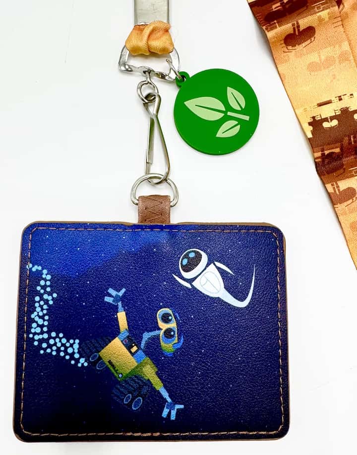 Loungefly Disney Pixar Wall-E and Eve Space Lanyard ID Holder Front Close Up