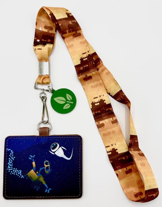Loungefly Disney Pixar Wall-E and Eve Space Lanyard ID Holder Front