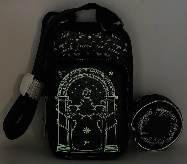 Loungefly Doors of Durin Crossbody Bag Lord of the Rings Glow In The Dark Effect