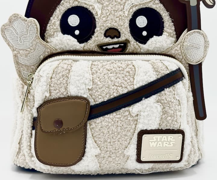 Loungefly Ewok Plush Cosplay Mini Backpack Star Wars Logray Bag Front Pocket