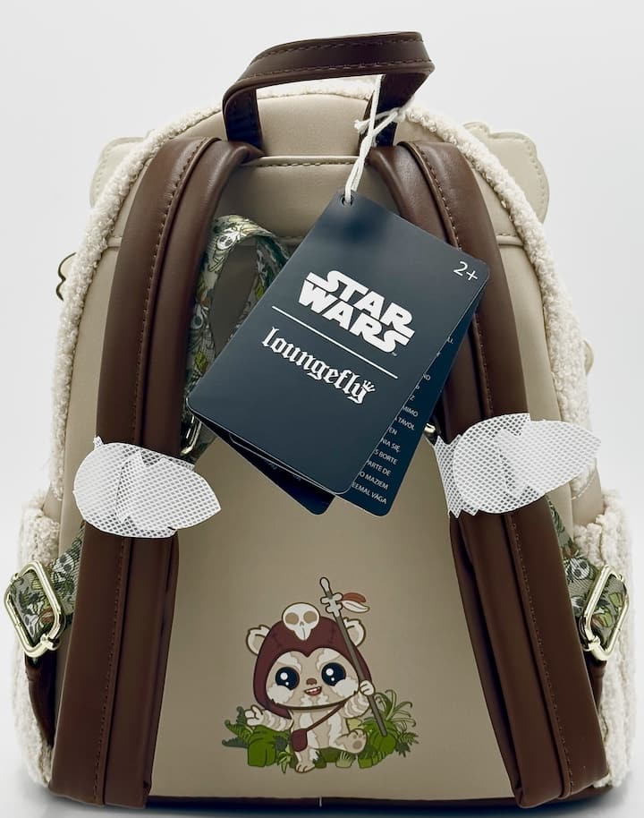 Loungefly Ewok Plush Cosplay Mini Backpack Star Wars Logray Bag Straps