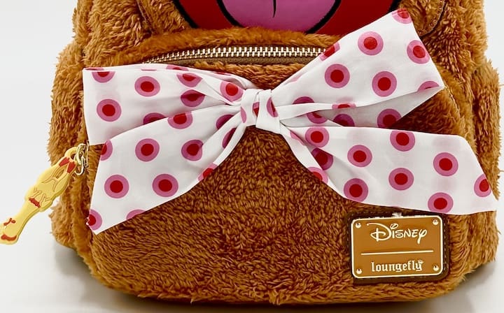 Loungefly Fozzie Bear Cosplay Mini Backpack Disney The Muppets Bag Front White Pink Polka Dot Bow Tie