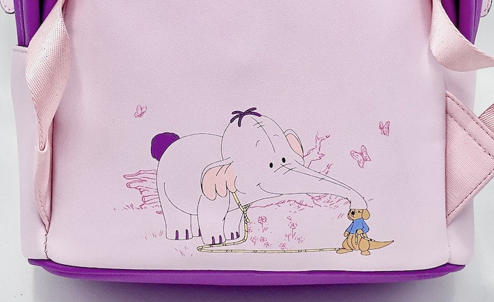 Loungefly Heffalump Roo Mini Backpack Disney Winnie the Pooh Lumpy Bag Back Artwork Close Up