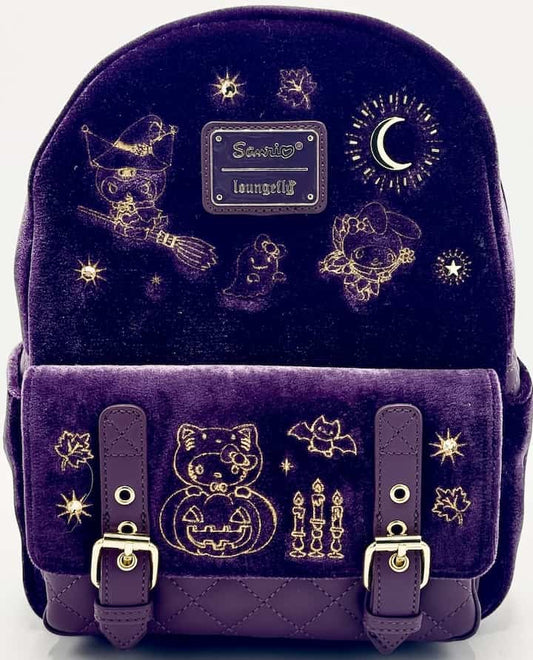 Loungefly Hello Kitty Halloween Costume Mini Backpack Sanrio Velvet Bag Front Full View