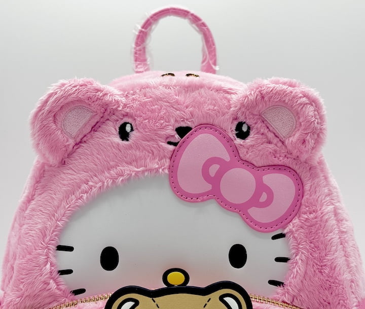 Loungefly Hello Kitty Teddy Bear Mini Backpack Sanrio Plush Bag Front Top