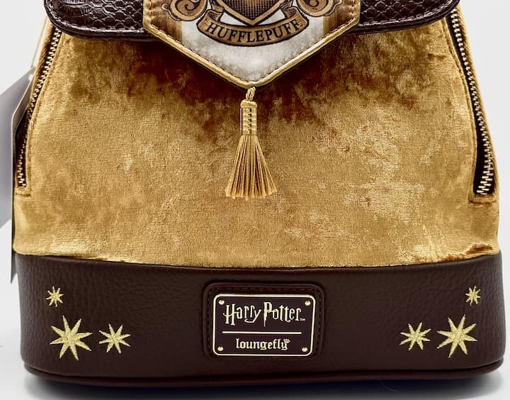 Loungefly Hufflepuff Velvet Banner Mini Backpack Harry Potter Bag Front Bottom