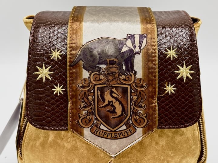 Loungefly Hufflepuff Velvet Banner Mini Backpack Harry Potter Bag Front Flap