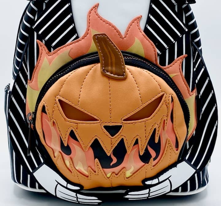 Loungefly Jack Pumpkin Light Up Glow Mini Backpack NBC Bag Front Pocket Jack-O-Lantern Head