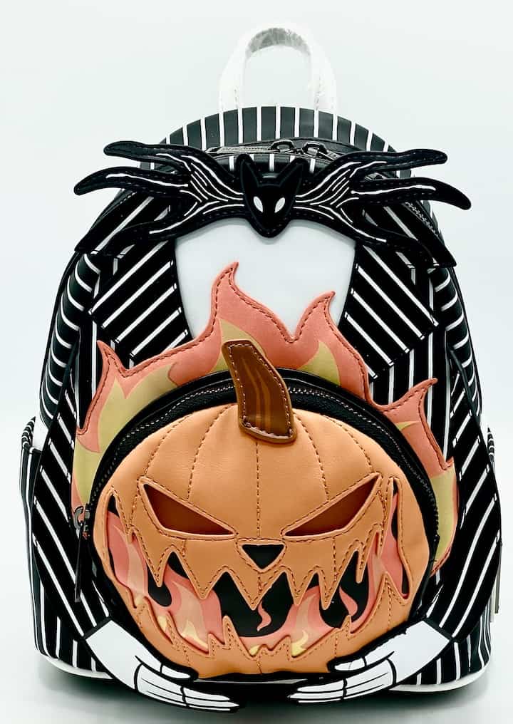 Loungefly Jack Pumpkin Light Up Glow Mini Backpack NBC Bag Lights On Front Full View No Light Up Effect