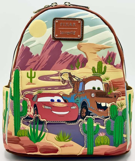 Loungefly Lightning McQueen & Mater Mini Backpack Pixar Cars Bag Front Full View