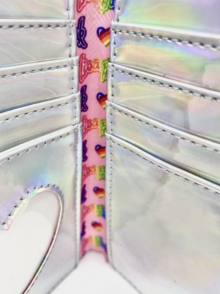 Loungefly Lisa Frank Wallet Iridescent Holographic 90's Prism Purse Inside Damage