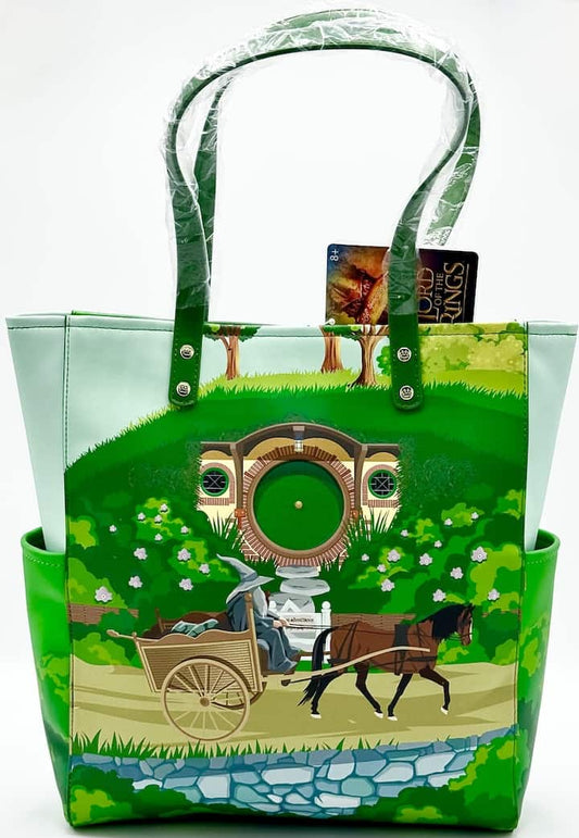 Loungefly Lord of the Rings Tote Bag End Hobbiton The Shire Front Full View