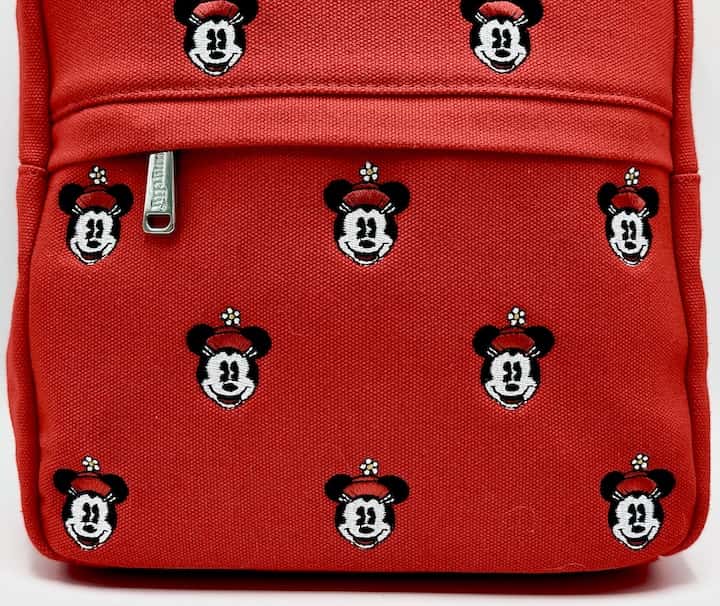 Loungefly Minnie Mouse Canvas Mini Backpack Disney Embroidered Bag Front Pocket