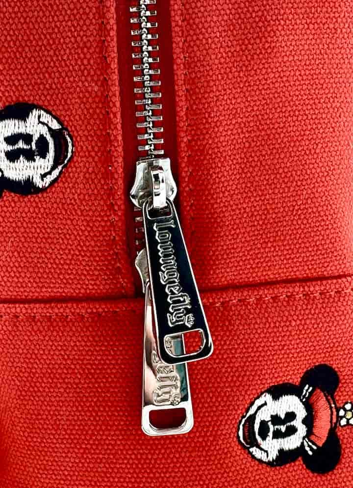 Loungefly Minnie Mouse Canvas Mini Backpack Disney Embroidered Bag Zips