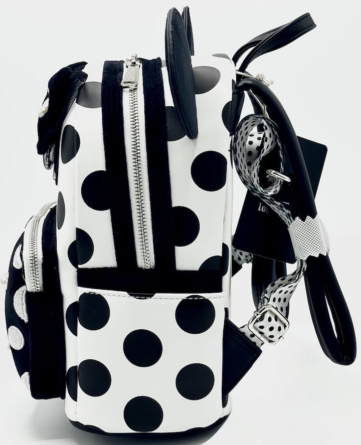 Loungefly Minnie Mouse Polka Dot Pearl Mini Backpack Disney Bag Left Side