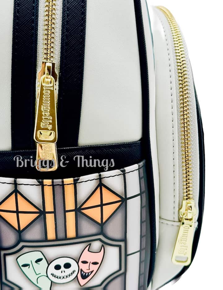 Loungefly Nightmare Before Christmas Stained Glass Mini Backpack Bag Zips