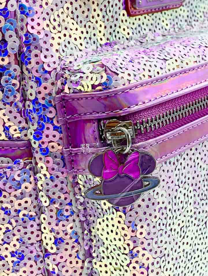 Loungefly Planet Minnie Mouse Mini Backpack Disney Sequin Bag Keyring