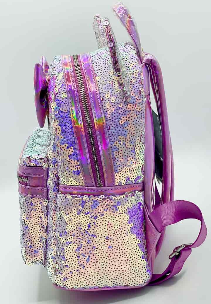 Loungefly Planet Minnie Mouse Mini Backpack Disney Sequin Bag Left Side