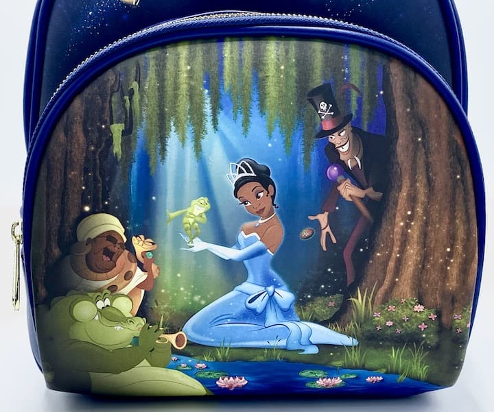 Loungefly Princess and the Frog Light Up Mini Backpack Bayou Bag Front Character Artwork