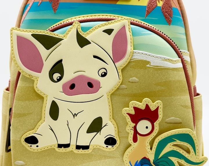 Loungefly Pua and Hei Hei Sunset Mini Backpack Disney Moana Bag Front Pig Applique