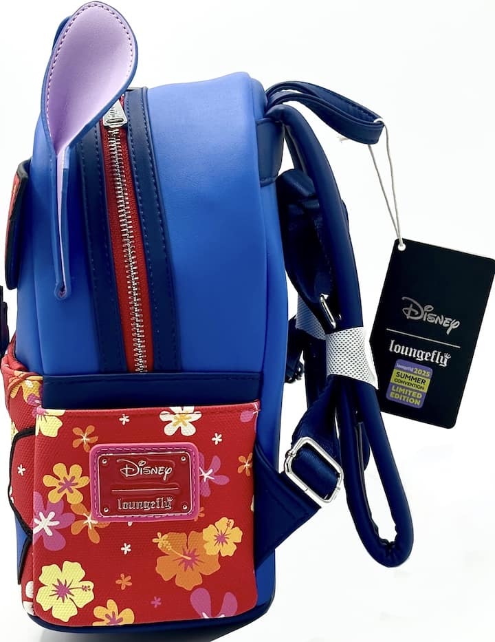 Loungefly SDCC Stitch Vacation Mini Backpack Lenticular Sunglasses Bag Left Side