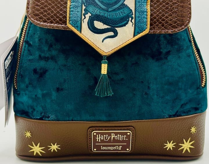 Loungefly Slytherin Velvet Banner Mini Backpack Harry Potter Bag Front Bottom