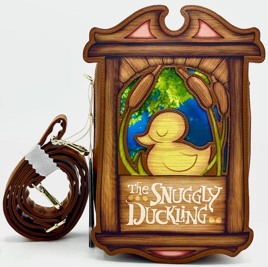 Loungefly Snuggly Duckling Crossbody Disney Tangled Rapunzel Bag Front Full View With Strap