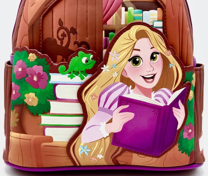 Loungefly Tangled Books Mini Backpack Disney Rapunzel Pascal Bag Front Pocket