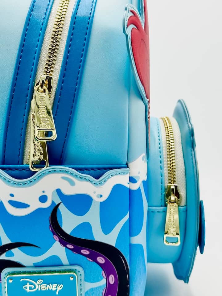 Loungefly The Little Mermaid Mini Backpack Disney Ariel Flounder Bag Zips