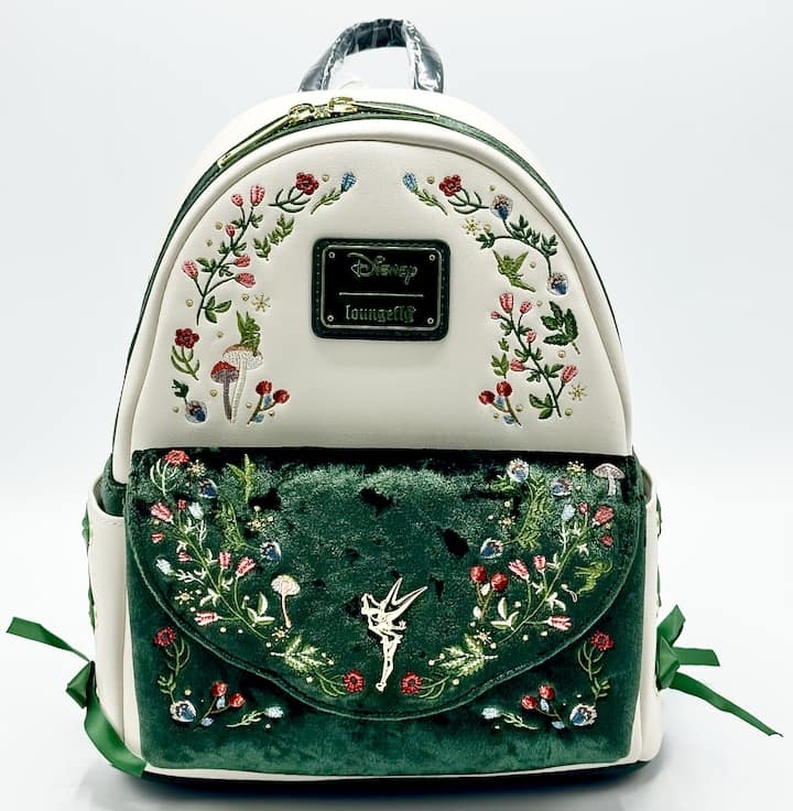 Loungefly Tinkerbell Floral Mini Backpack Disney Peter Pan Bag Front Full View