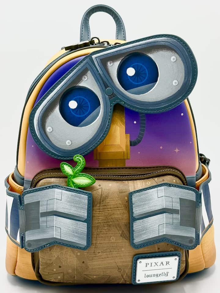 Loungefly WALL-E Figural Mini Backpack Disney Pixar Trash Box Bag Front Full View Eyes Right