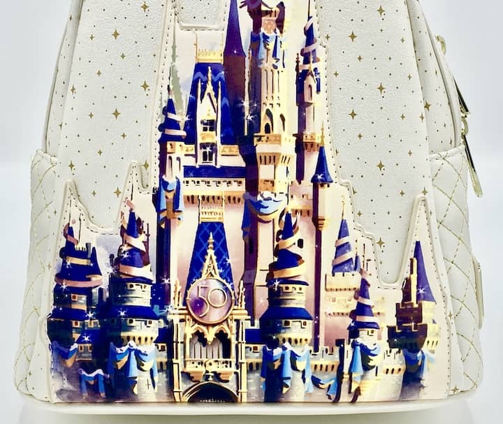 Loungefly Walt Disney World 50th Anniversary Castle Mini Backpack Front Bottom Of Castle