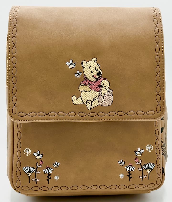 Loungefly Winnie the Pooh Satchel Mini Backpack Embroidered Floral Bag Front Full View
