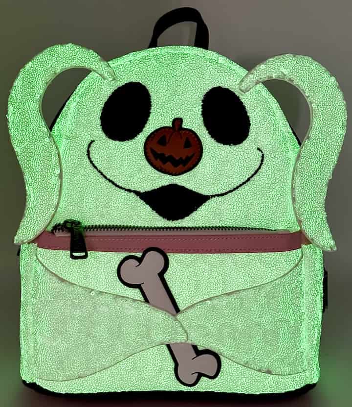 Loungefly Zero Sequin Mini Backpack Nightmare Before Christmas Bag Glow In The Dark Effect