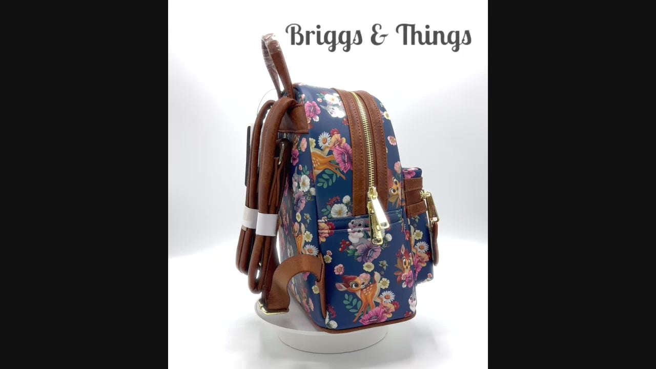 Loungefly Bambi Mini Backpack 707 Street Disney Bag Blue Floral Video