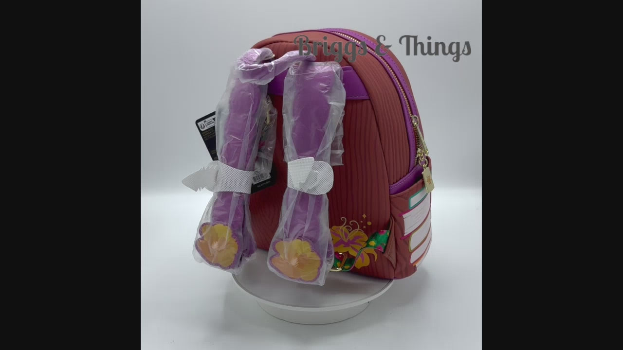 Loungefly Tangled Books Mini Backpack Disney Rapunzel Pascal Bag Video