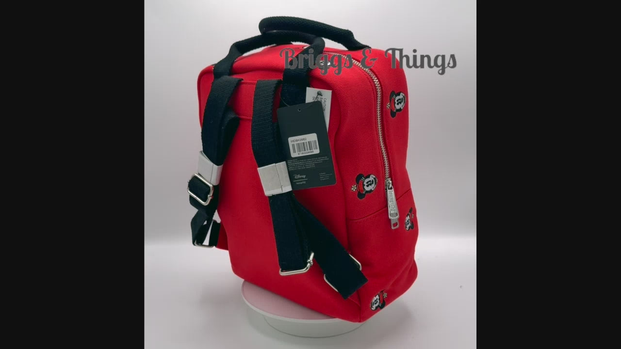 Loungefly Minnie Mouse Canvas Mini Backpack Disney Embroidered Bag Video