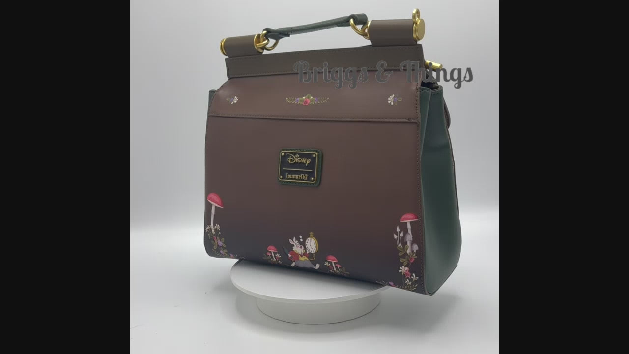 Loungefly Alice in Wonderland Mushrooms Crossbody Bag Disney Handbag Video